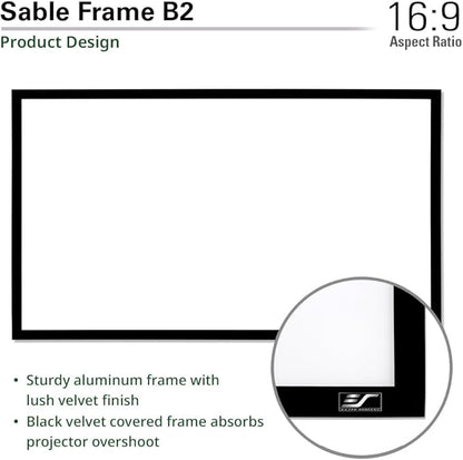 Elite Screens Sable Frame B2 Series 120-Inch 16:9 Projector Screen, Fixed Frame Wall Mounted, 4K/8K UHD & Active 3D, CineWhite UHD-B, ISF Certified, UST Compatible, SB120WH2-X