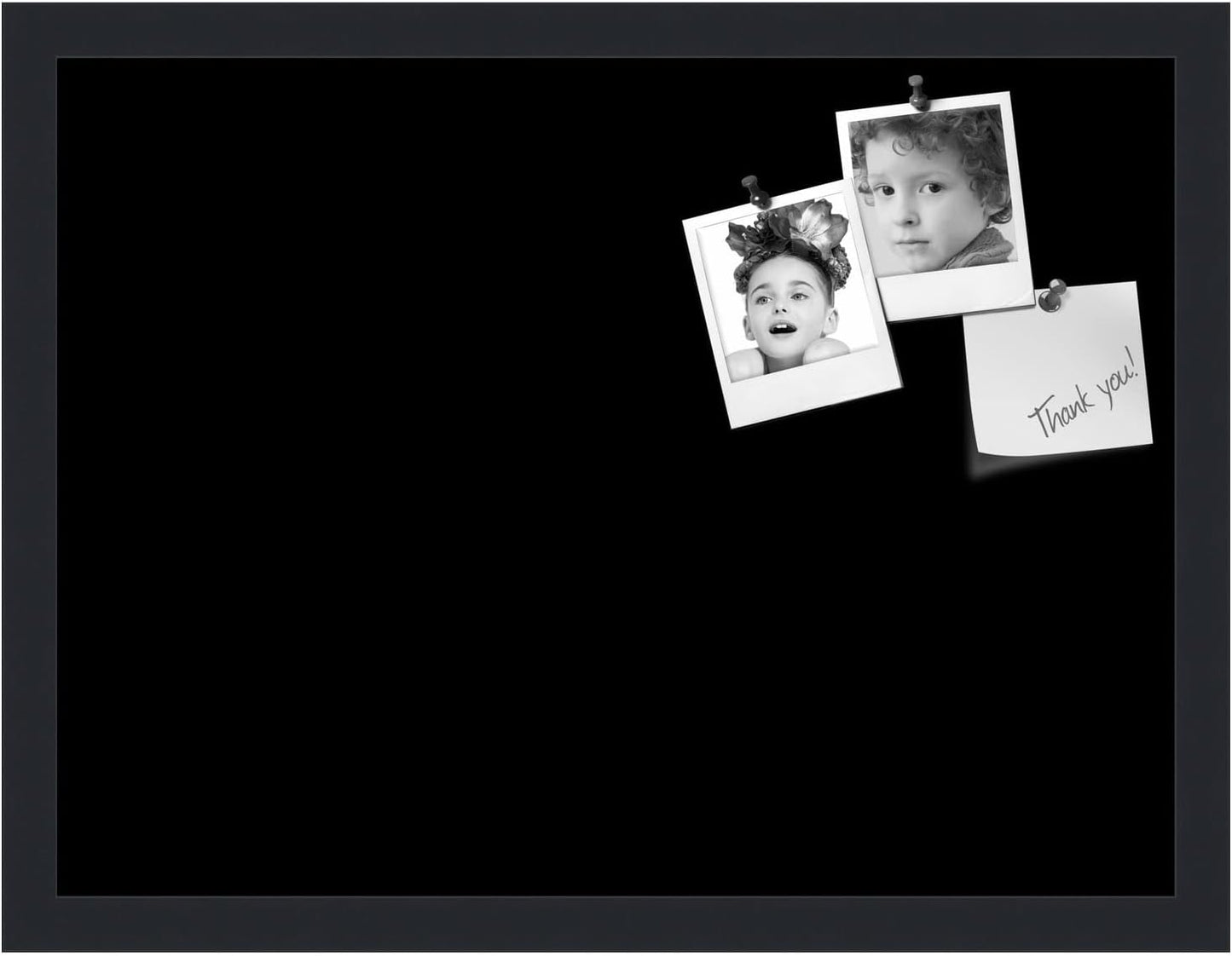 PinPix 20x15 Inch Cork Bulletin Board. This Decorative Framed Pin Board Comes with Solid Black Design and a Satin Black Frame. Ideal for Home Office Decor or Message Board (PinPix-622)