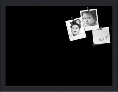 PinPix 20x15 Inch Cork Bulletin Board. This Decorative Framed Pin Board Comes with Solid Black Design and a Satin Black Frame. Ideal for Home Office Decor or Message Board (PinPix-622)