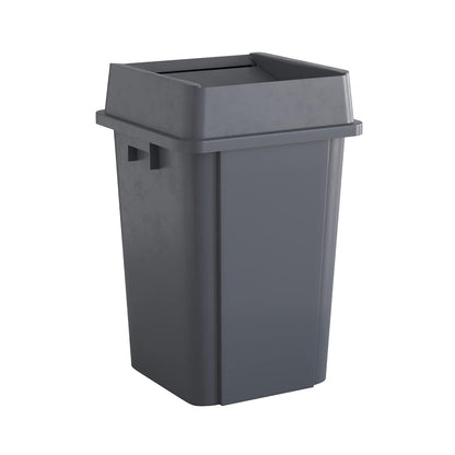 19 Gallon Grey Square Commercial Trash Can with Lid