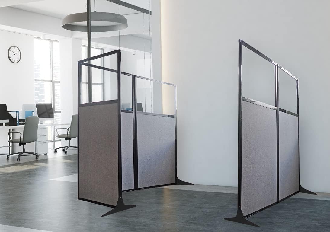 Versare Workstation Partition | Portable Wall Divider | Modern Office Cubicle | Free Standing Privacy Screen | Flexible Work Space | 99" x 70" W/Window, Ocean Fabric Panels