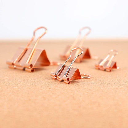 Binder Clip Paper Clamps, Assorted Sizes (Mini, Small, Medium, Large), 100 Pcs Clips for Office School Supplies (Rose Gold)