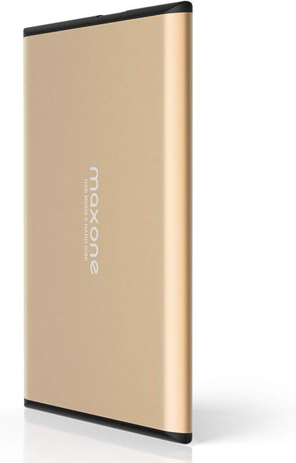 Maxone 320GB Ultra Slim Portable External Hard Drive HDD USB 3.0 Compatible with PC, Laptop, Gold