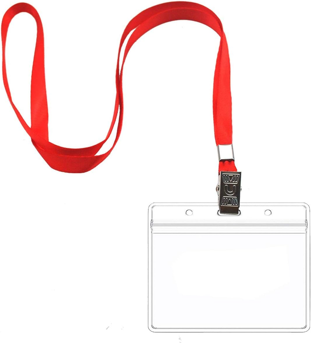 Beebel Red Lanyards 100 Pack Nylon Flat Badge Lanyard Bulldog Clip for Id Badge Name Tag (Red, 100 Pack)