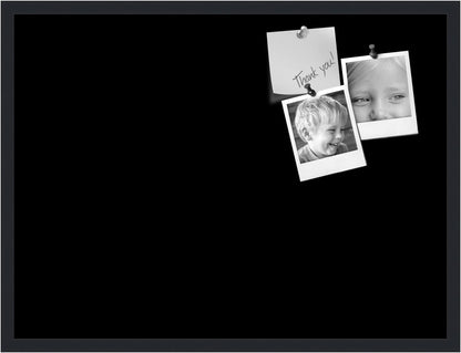 PinPix 32x24 Inch Cork Bulletin Board. This Decorative Framed Pin Board Comes with Solid Black Design and a Satin Black Frame. Ideal for Home Office Decor or Message Board (PinPix-622)