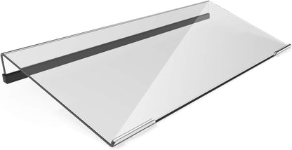Mini Computer Keyboard Stand-11.8'' x 5.1''-Small Computer Keyboard Tray Acrylic Keyboard Holder for 78 Keys Universal Compact Keyboard, with Black Silicone Strip, Clear