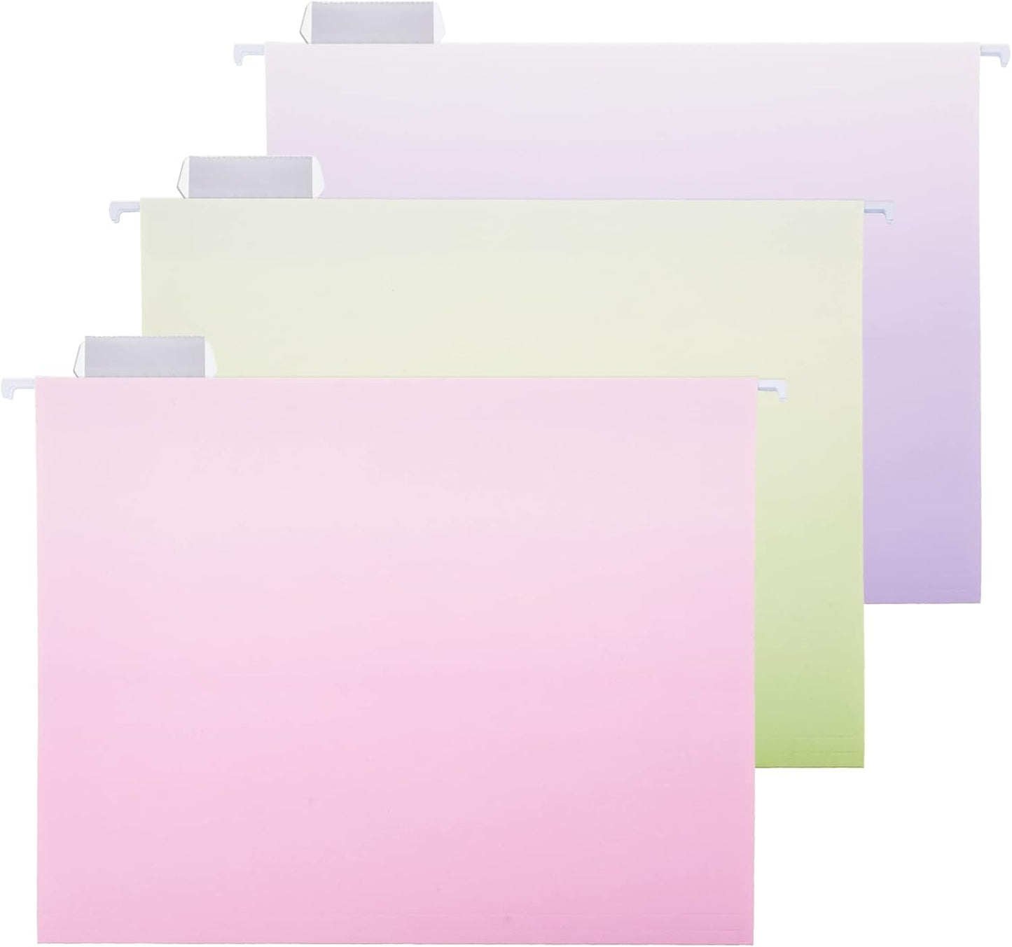 Y YOMA 6 Pack Decorative Hanging File Folders Letter Size Cute Hanging Folder Pretty File Folder Organizer for Filing Cabinet Office Home with 1/5-Cut Adjustable Tabs, Pure Gradient