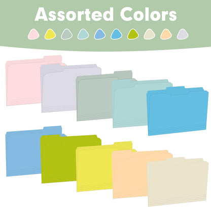 File Folder, RAZCC 100 Pack Colored File Folders, 1/3 Cut Tab File Folder Letter Size, Filing Folders with Tabs for Office School Business Use, Assorted 10 Colors