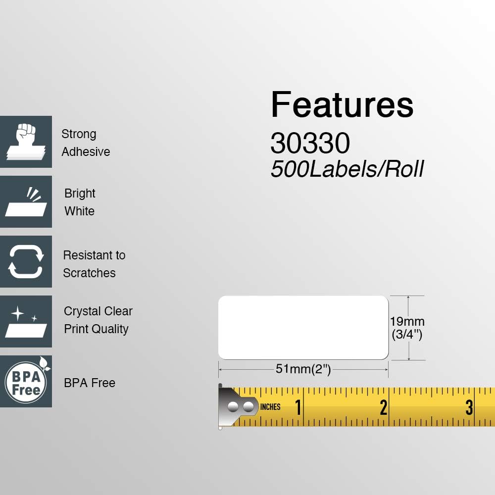 BETCKEY Colored Labels Compatible with Dymo 30330 (3/4" x 2") Small Multipurpose Labels, Compatible for Dymo LabelWriter Thermal 450, 4XL & Zebra Desktop Printers [6 Rolls, Light Blue]