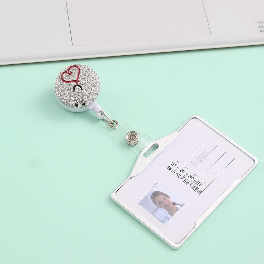 Nurse Retractable Badge Reel, Cute Badge Holder with Alligator Clip, Nurse Badge Clip for ID Card Holders (Stethoscope)