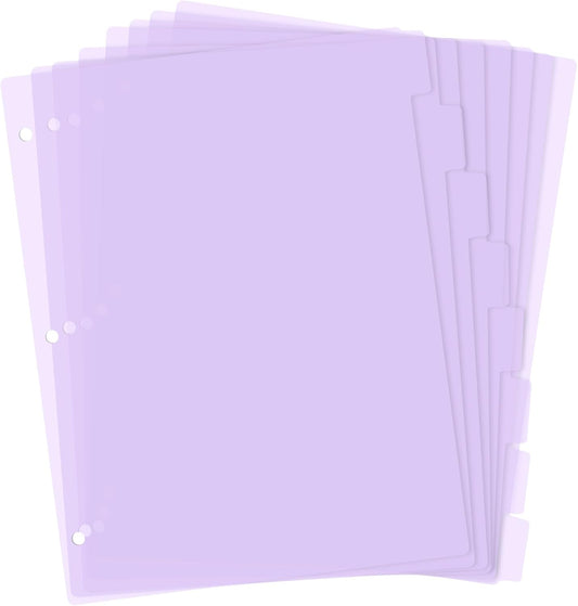3 Ring Pink Binder Dividers with 8-Tabs, A4 Purple Binder Dividers, Sturdy Plastic Dividers, Aesthetic Dividers for Binder, Suitable for Notebooks and Binders, Tabs for Binder, 3 Hole Punch(Purple,A4)