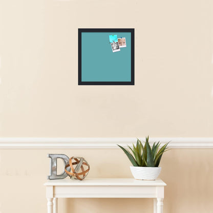 PinPix 14x14 Inch Cork Bulletin Board. This Decorative Framed Pin Board Comes with Aqua Pastel Design and a Satin Black Frame. Ideal for Home Office Decor or Message Board (PinPix-1806)