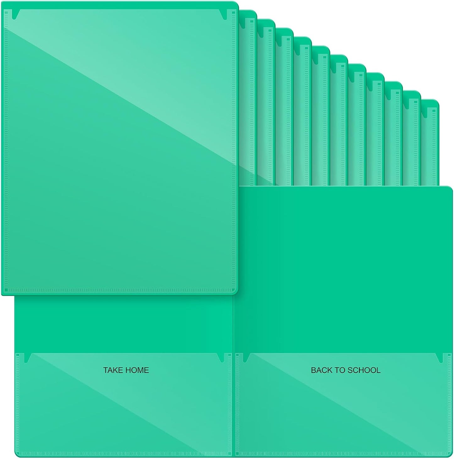 Henoyso 24 Pcs Folders Take Home Heavy Duty 2 Pocket Homework Folders with Clear Front Pockets for Elementary Students Parent Teacher Communication (Green)