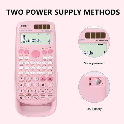 Scientific Calculators, IPEROT Pink Scientific Calculator 417 Function, Desktop Math Solar Calculators School Supplies Suitable for High School and College Students Algebra and Other Math Textbooks