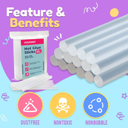50pcs Full Size Hot Glue Sticks for Large Glue Gun, 0.43x6 inches Large Glue Sticks, Bulk-Pack for Arts Crafts DIY Fabric Gluing & More