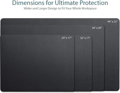 Leather Desk Pad 36" x 20", Vine Creations Office Desk Mat Waterproof Black - Premium Quality - Smooth Mouse Writing Surface - Maximum Protection Dual-Sided Pu Leather Blotter for Desk Office/Home