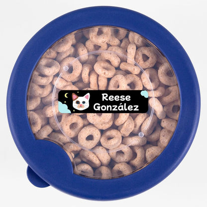 Name Bubbles - Custom Small Rectangle Name Labels for Kids (64 Labels) - Personalized Waterproof Name Stickers for Daycare, Lunch Boxes, Water Bottles, Shoes, School Supplies, & Camp (Cats)