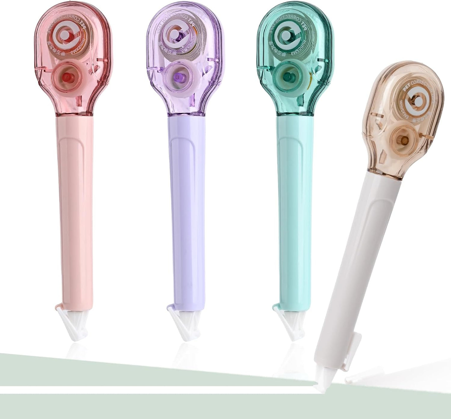 Temiary 4 Pcs White Correction Tape Pens, 6M/256" x 0.2" Smooth Pull Out Tape Pen, Easy to Use Applicator for Instant Corrections Back to School Office Supplies (Morandi)