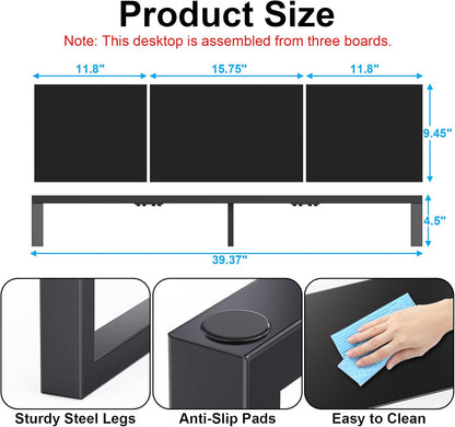 Zimilar Dual Monitor Stand Riser, Large Monitor Stand for Desk, Wood Monitor Riser with Storage Organizer for Home Office, Monitor Stands for 2 Monitors, Desktop Wooden Monitor Riser for Computer