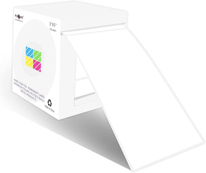 PARLAIM 3" x 5" Adhesive Color Cod Stickers,250 per Dispenser Box Roll Square Label Inventory Stickers (White)
