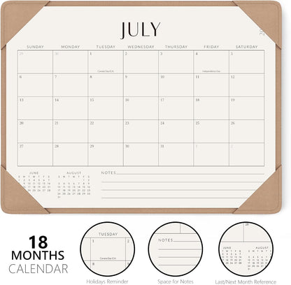 Jotsome Desk Calendar 2025-2026 with Desktop Mat, Academic Desk Pad Calendar From July 2025 to December 2026 14x10.5 inch, Desk Blotter Calendar for Home Office and School, Easy Planning, Apricot