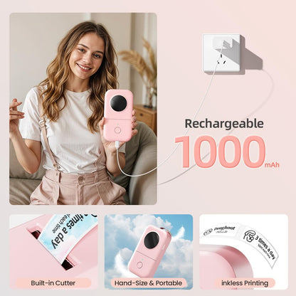 Phomemo D30 Label Maker Machine with 3 Tapes - White Clear Gold Labels, Portable Handheld Bluetooth Mini Label Maker Printer, Multiple Templates for Smartphone Thermal Small Label Printer Rechargeable