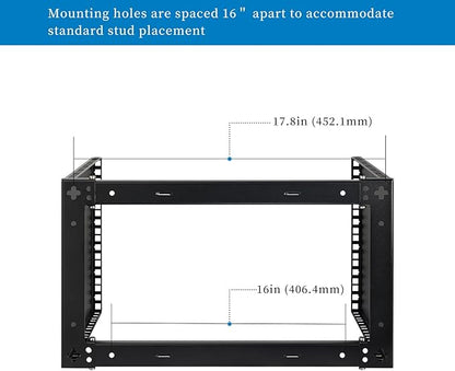 RackPath 6U Wall Mount Network Rack - Patch Panel Bracket for Server and Network Equipment – 11.25 inch Deep – Heavy Duty 150lbs Capacity