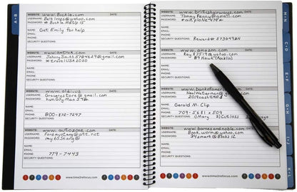 RE-FOCUS Password Book with Alphabetical Tabs 10"x7.5" Spiral Bound Credentials keeper Saves All Internet Login Details (Pink)