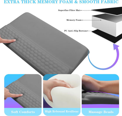 Computer Keyboard Stand with Wrist Rest, Ergonomic Tilted Keyboard Holder - Keyboard Riser with Wrist Pad - Keyboard Tray Support for Office Home - Gray