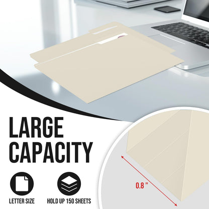 File Folders,IntoJoy 120 Pack Colored File Folder Letter Size, 1/3 Cut Tab Filing Folders for Office School Business File Document Organization,Manila