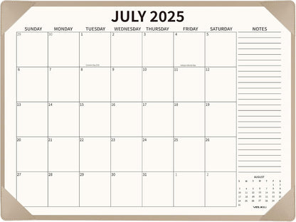 Desk Calendar 2025-2026 Large 22x17, July 2025-December 2026, 18 Months Big Desk Pad Calendar with Desktop Mat and Plastic Cover for Home Office School Planning, Apricot