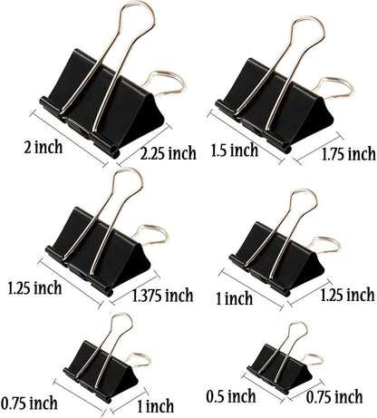 Binder Clips Paper Clamp for Paper-130 Pcs Clips Paper Binder Assorted Sizes (Black)