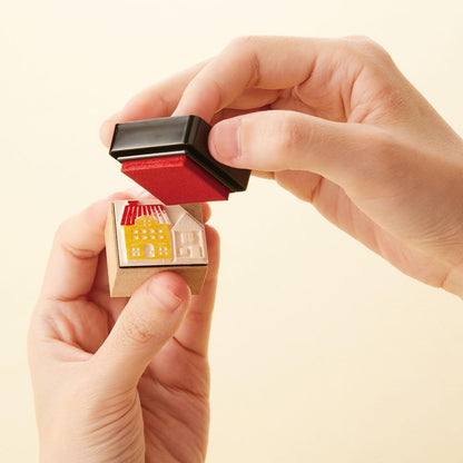 IROMOYO WARABE Stamp PAD, Small Traditional Japanese Ink Colour, Oil-Based Ink pad - Dark Yellow Green