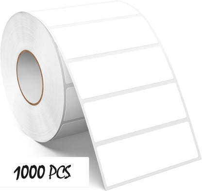 3 × 1 Inches White Rectangle Color Coding Labels 1000 PCS, Self-Adhesive Writable Waterproof Vinyl Blank Sticker Roll for Office Home School Business