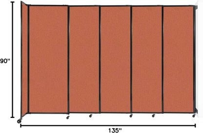 Wall-Mounted Sliding StraightWall Room Divider | Adjustable Widths | Locking Wheels | Room Separator | Up to 11'3" Wide x 7'6" Tall Papaya Fabric Panels