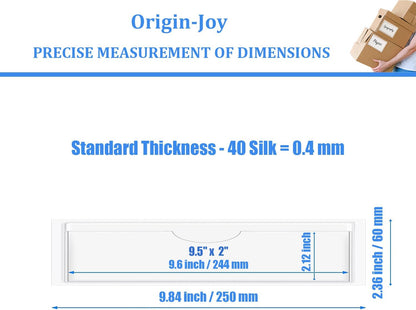 Origin-Joy 35 PCS Self Adhesive Index Card Pockets with Top Open, Clear Plastic Label Holder for Cards of Note, Library and Business, Adhesive Label Pockets & Card Holder (9.5 x 2 inch)
