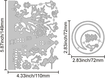 GLOBLELAND Halloween Haunted House Cutting Dies for Card Making Witch Cat Ghost Bat Cut Die for DIY Scrapbooking Journal Embossing Paper Craft Decor