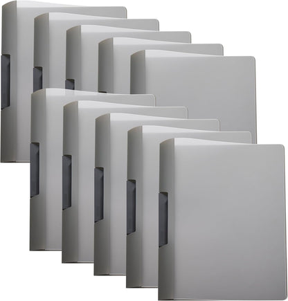 TOTiyea 10 Pack Clear Report Covers with Swing Clip, File Folder with Swing Clip, 30 Sheets Capacity, Slide Locking Report Covers, Letter Size (Grey, 10 Pack)
