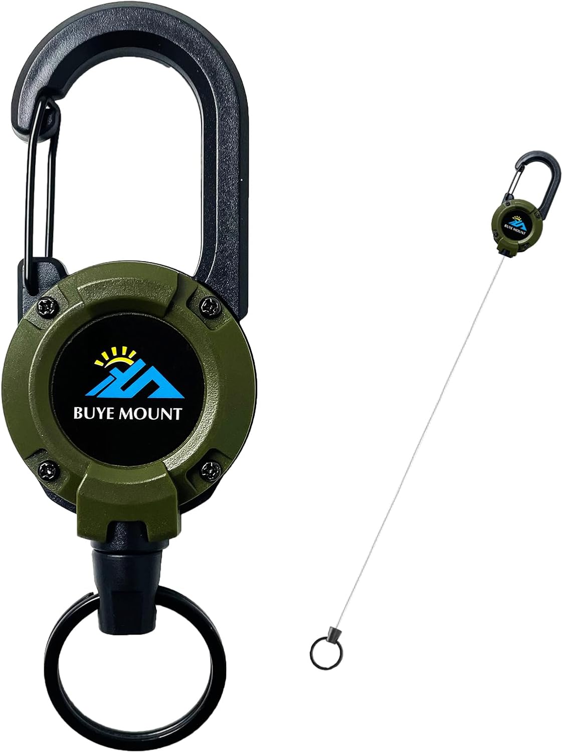 Retractable Keychain Heavy Duty, Multitool Carabiner Badge Holder, Retractable Keychain Clip Id Holder, Upgraded 58cm Stainless Steel Cord, Suitable for Men and Women Green