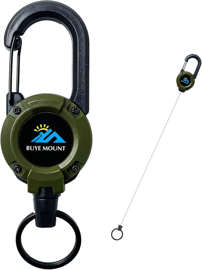 Retractable Keychain Heavy Duty, Multitool Carabiner Badge Holder, Retractable Keychain Clip Id Holder, Upgraded 58cm Stainless Steel Cord, Suitable for Men and Women Green