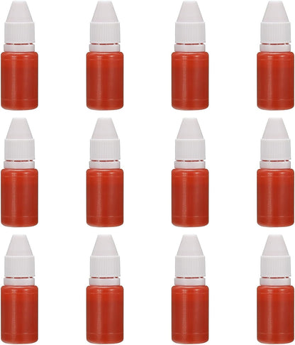 PATIKIL 0.33oz Refill Ink for Stamps and Ink Pads, 12Pcs 10ml Stamp Pad Ink Refill for Office Stamp Self Inking Stamp Date Stamp Scrapbooking, Orange Red