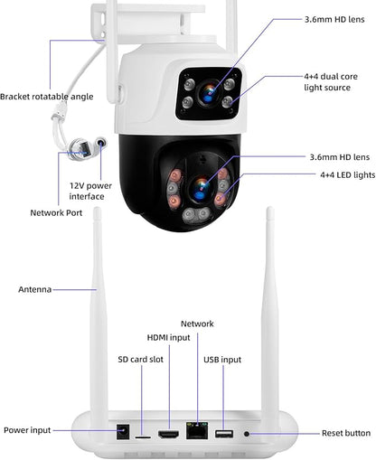 Fuers Wireless Security Camera System, 5MP 8CH NVR with 1TB HDD, 4Pcs 3MP Dual Lens WiFi Cameras Home Surveillance Outdoor Indoor, Motion Detection, Auto Tracking,2-Way Audio,Color Night Vision