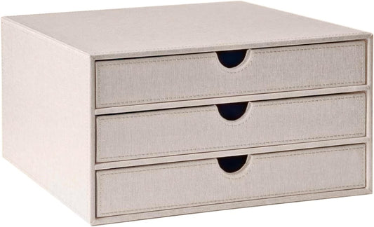 UnionBasic Document Organizer, 3-Drawer File Cabinet Document Storage Box, Office Desktop Filing Organizer, Beige