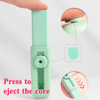 M&G 4+1 Pack Rubber Erasers Sliding Retractable Eraser, Soft Cute Erasers Push Pull Large Pencil Eraser with Plastic Sleeve 4 Refill Eraser for Students Kids, School Office Home Supplies (Green)