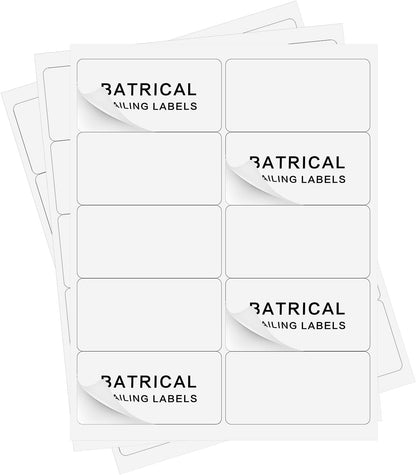 Batrical 2" x 4" Shipping Labels, 1000 Labels, Matte Finish, White, 10 per Sheet, 8.5" x 11" Sheet Size