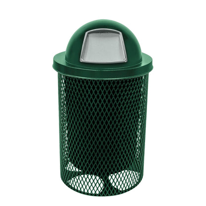 RDT-TXTGRN Heavy Duty 32 Gallon Round Trash Receptacle, Liner Included, Textured Green with Textured Green Steel Dome Top, Made in America