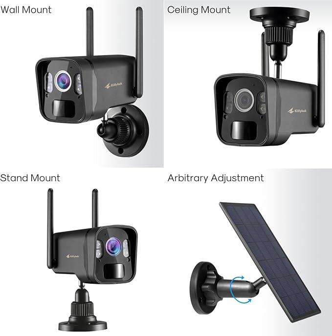 Kittyhok Solar Powered Security Camera System | 4pcs Bullet Solar Camera, 4pcs PT Solar Security Camera Outdoor, Solar Power, Human Detection, Spotlight, 10CH NVR, Local Storage, No Monthly Fees