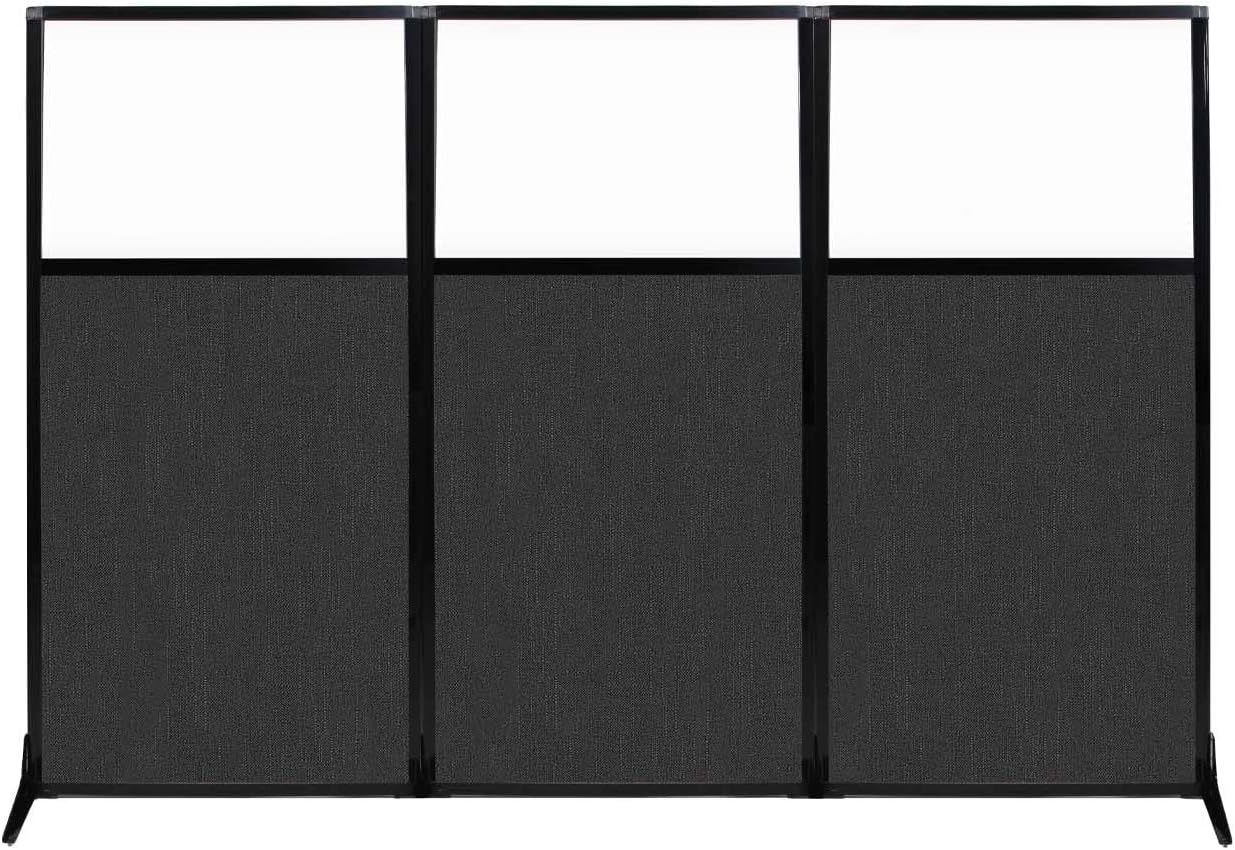 Versare Workstation Partition | Portable Wall Divider | Modern Office Cubicle | Free Standing Privacy Screen | Flexible Work Space | 99" x 70" W/Window, Black Fabric Panels
