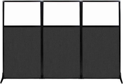 Versare Workstation Partition | Portable Wall Divider | Modern Office Cubicle | Free Standing Privacy Screen | Flexible Work Space | 99" x 70" W/Window, Black Fabric Panels