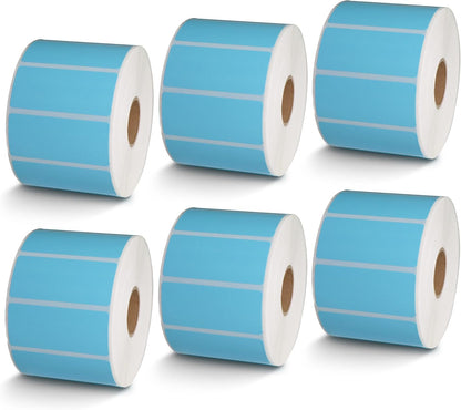 BETCKEY - 2.25" x 1" File Folder & Multipurpose Labels Compatible with Zebra & Rollo Label Printer,Premium Adhesive & Perforated[Light Blue, 6 Rolls, 9000 Labels]